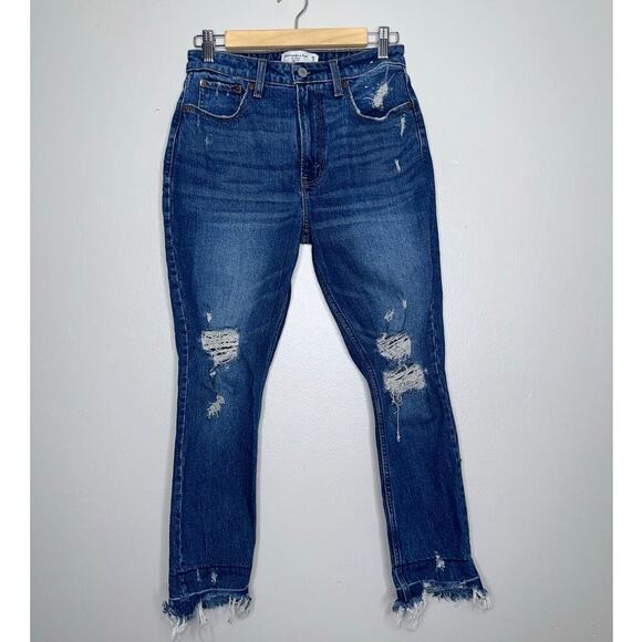 Abercrombie & Fitch Curve Love The Skinny High Rise Jeans Dark Wash Blue Size 26 - Picture 2 of 8